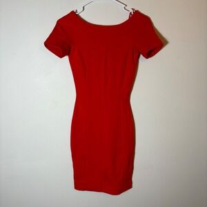 Zara Trafaluc‎ Red Bodycon Dress Fitted Short Sleeve Cocktail Party Size XS